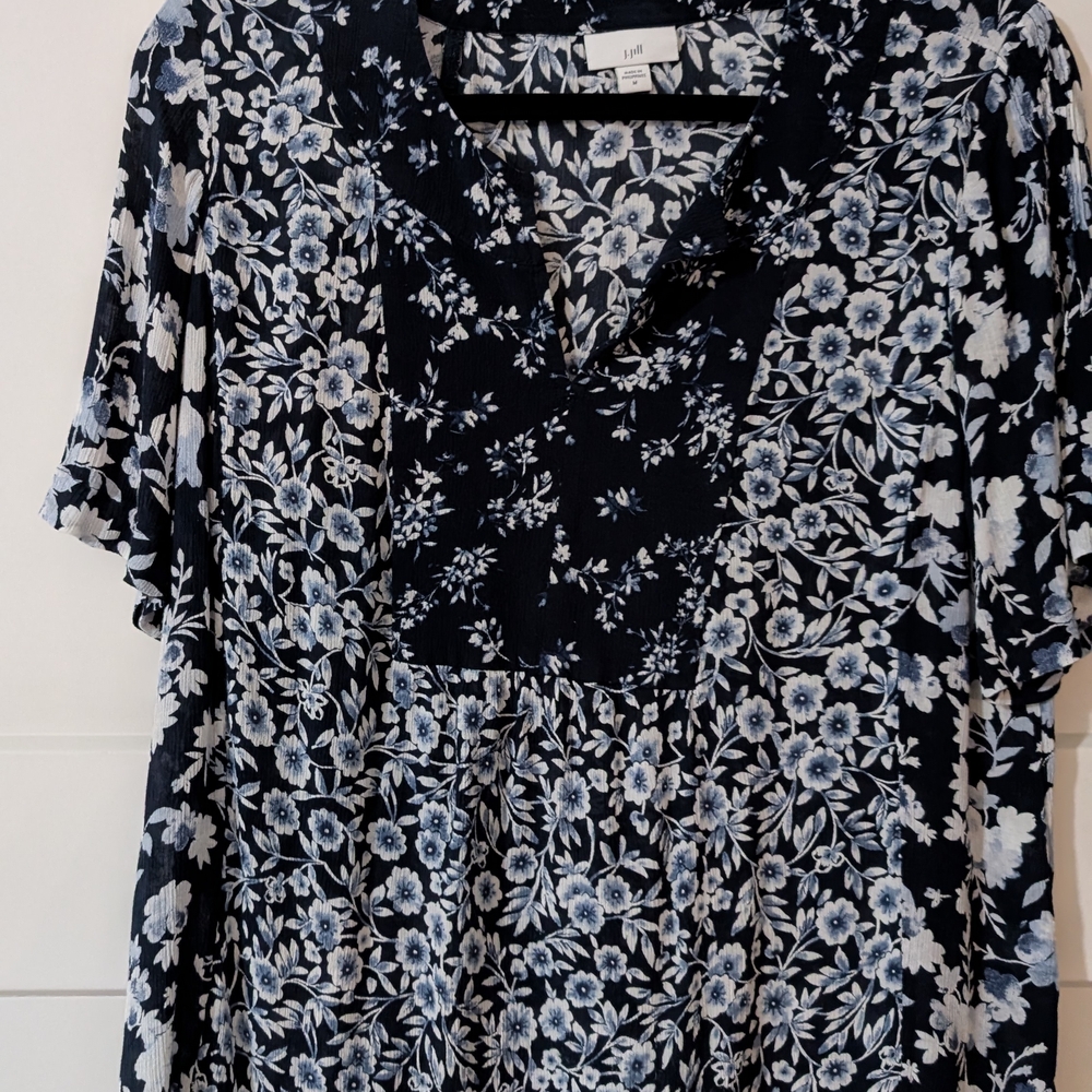 J. Jill Black and White Floral Blouse